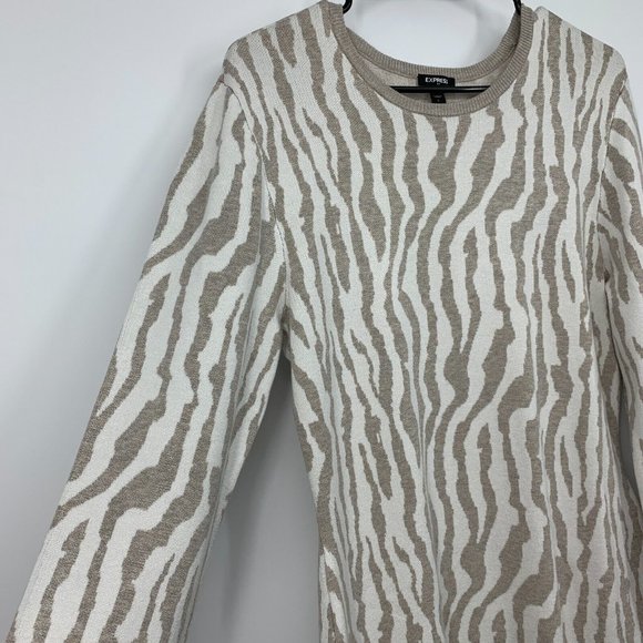 Express Dress Zebra Print Stretch Knit Long Sleeve Bodycon - Picture 4 of 11